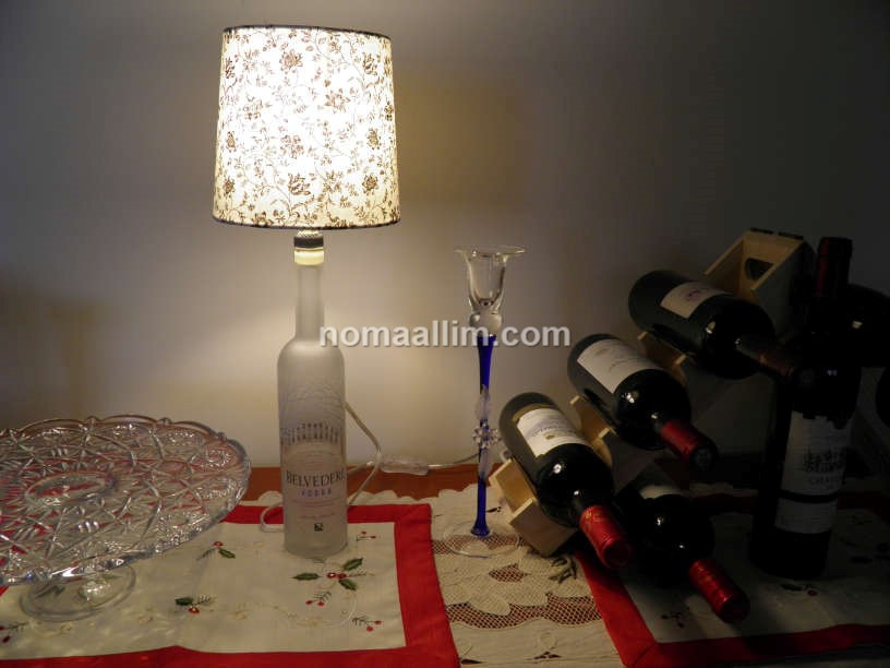table lamp from empty bottle